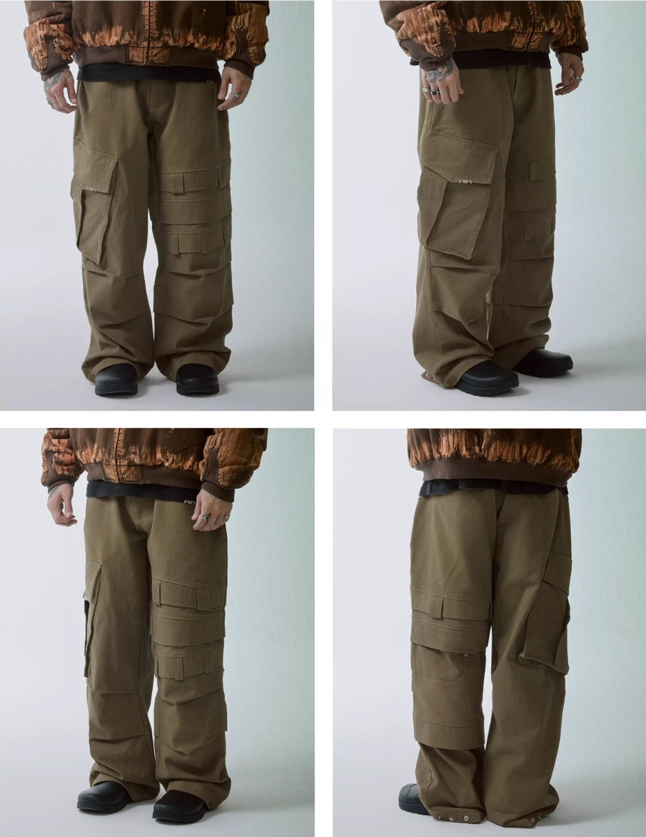 F2CE Large Pockets Deconstructed Work Baggy Cargo Pants | Face 3 Face