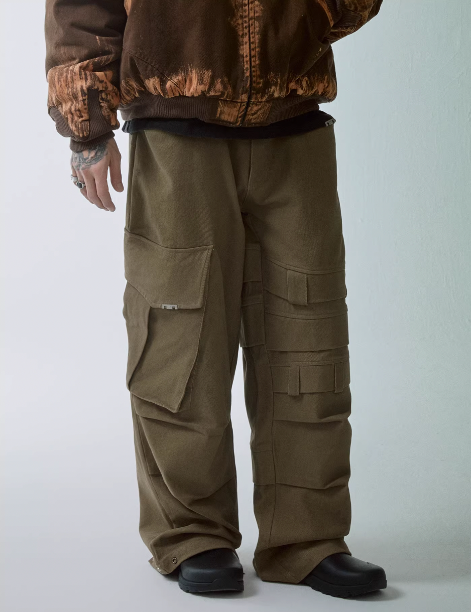 F2CE Large Pockets Deconstructed Work Baggy Cargo Pants | Face 3 Face