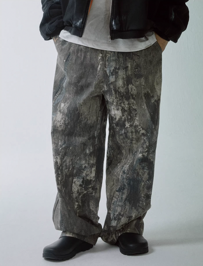 F2CE Printed Ink Splash Gradient Washed Baggy Jeans | Face 3 Face