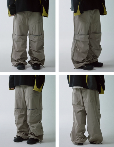 F2CE Knee Pocket Pleated Baggy Pants | Face 3 Face