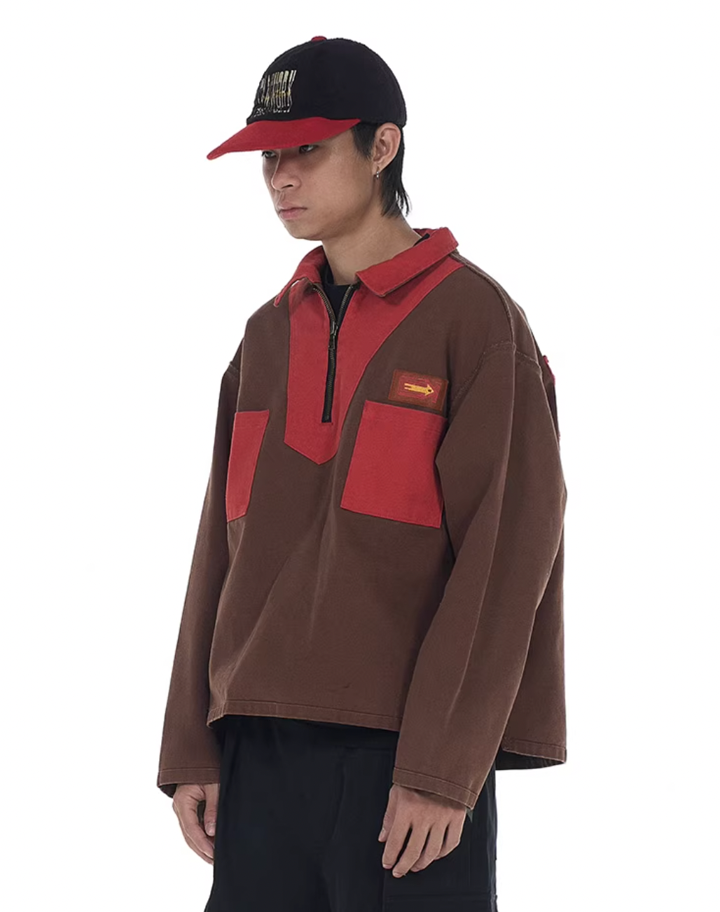 EVILKNIGHT(EK) Embroidery Patch Lapel Reversible Pullover Jacket | Face 3 Face