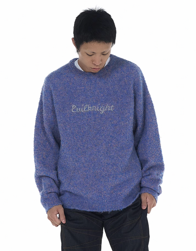 EVILKNIGHT(EK) Sweet Embroidered Custom Dyed Knit Sweater | Face 3 Face