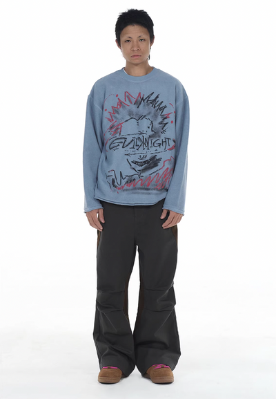 EVILKNIGHT(EK) Crazy Punk Printed Sweatshirt | Face 3 Face