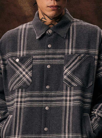 1807 Plaid Printed Quilted Shirt Jacket | Face 3 Face