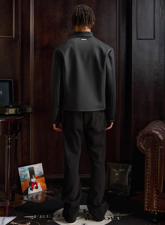 Small Town Kid Stripes Leather Racing Jacket | Face 3 Face