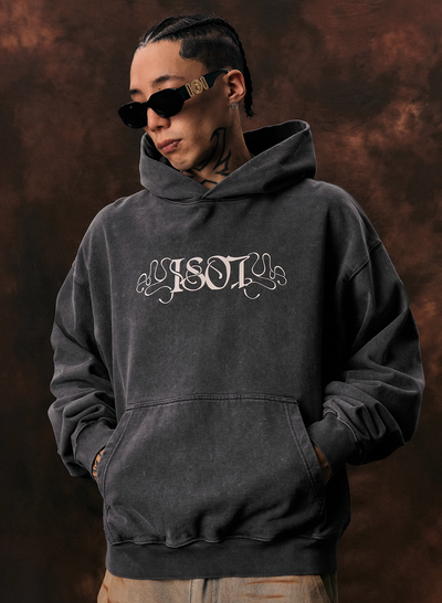 1807 STILL GOING Floral Print Washed Aged Hoodie | Face 3 Face