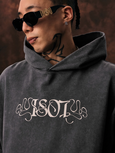 1807 STILL GOING Floral Print Washed Aged Hoodie | Face 3 Face