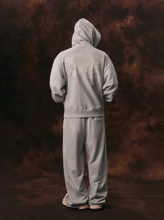 1807 Angel Print Aged  Zip Up Hoodie | Face 3 Face