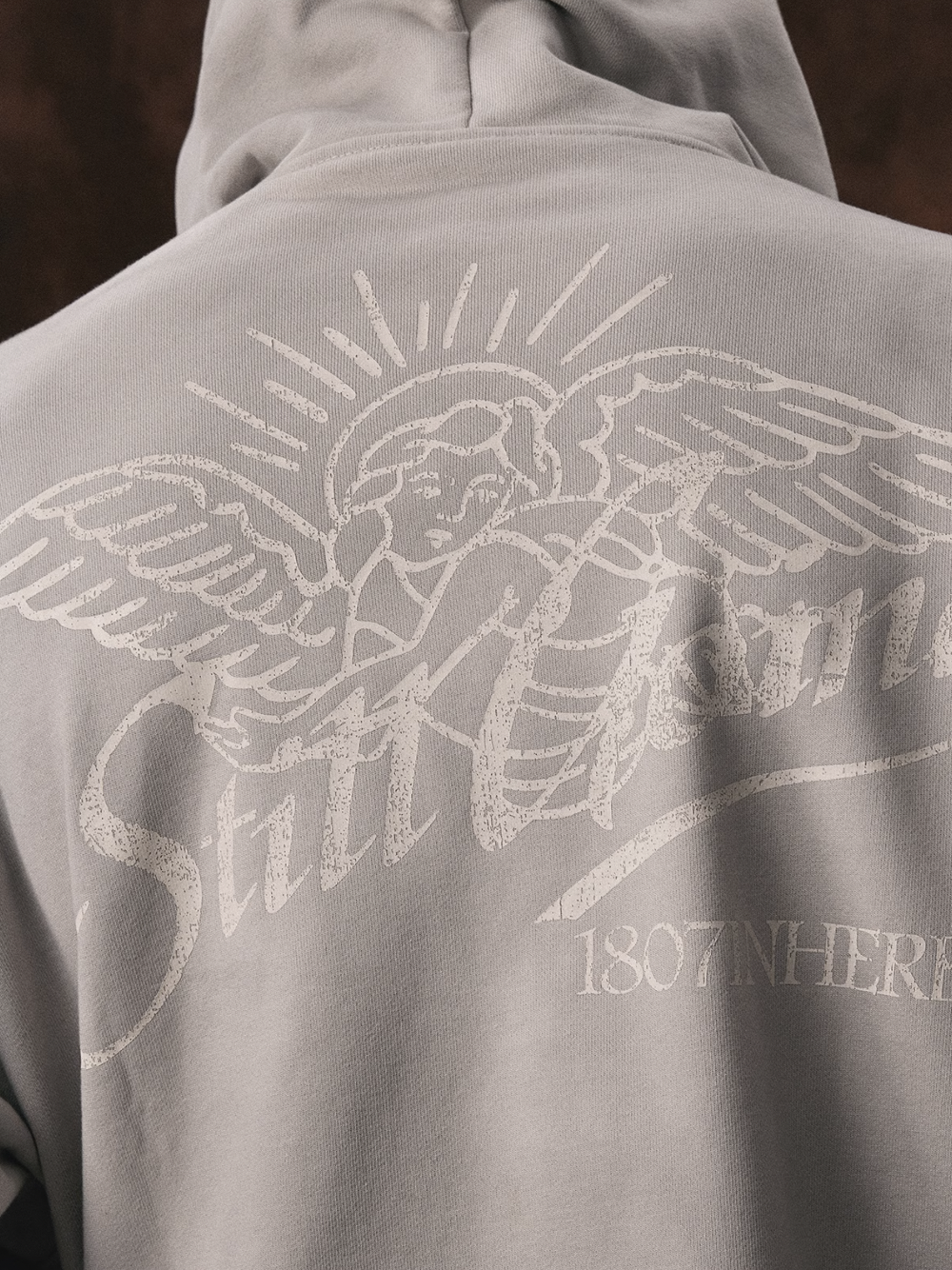 1807 Angel Print Aged  Zip Up Hoodie | Face 3 Face