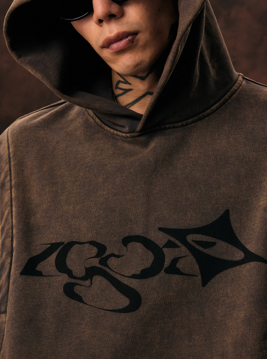 1807 Arranged Printed Washed Hoodie | Face 3 Face