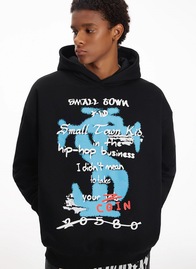 Small Town Kid Graffiti Font Print Hoodie | Face 3 Face