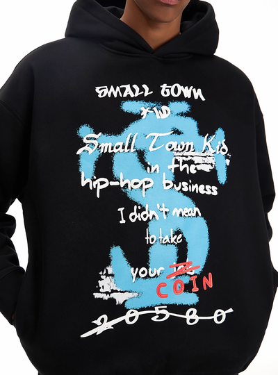 Small Town Kid Graffiti Font Print Hoodie | Face 3 Face