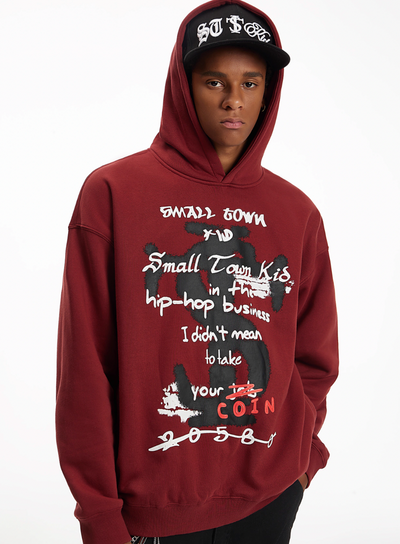 Small Town Kid Graffiti Font Print Hoodie | Face 3 Face