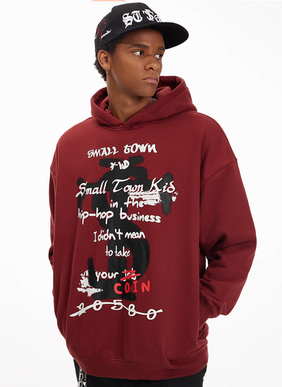 Small Town Kid Graffiti Font Print Hoodie | Face 3 Face