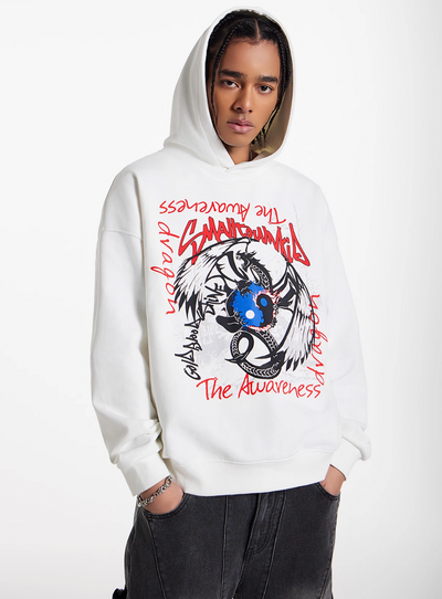 Small Town Kid Dragon Print Hoodie | Face 3 Face