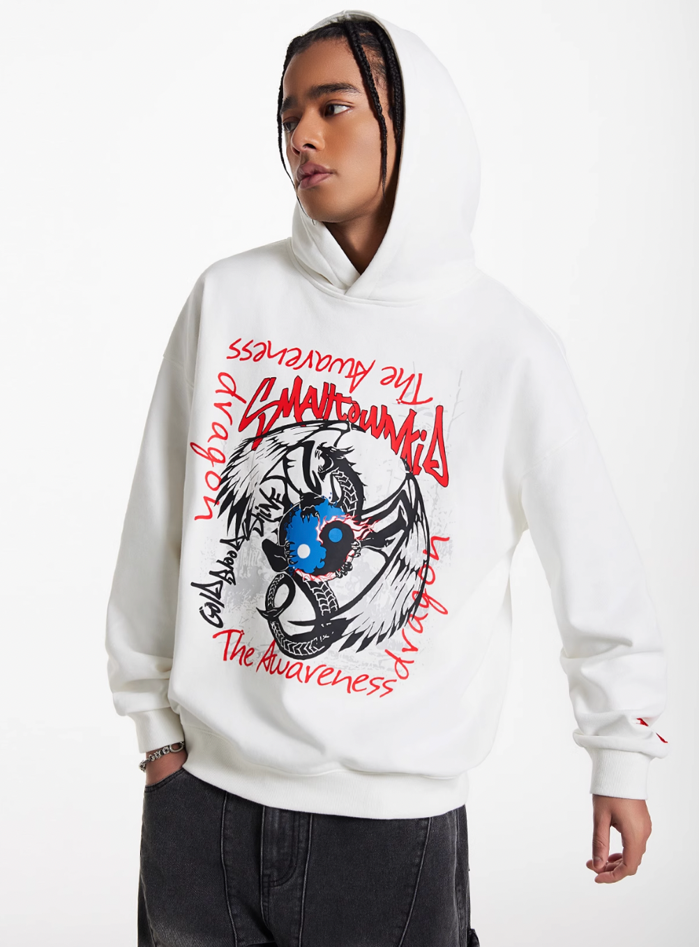 Small Town Kid Dragon Print Hoodie | Face 3 Face