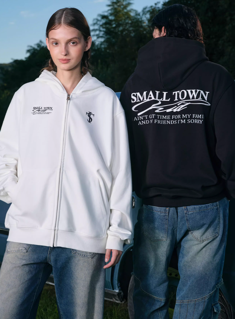 Small Town Kid Font Typography Logo Zip Up Hoodie | Face 3 Face