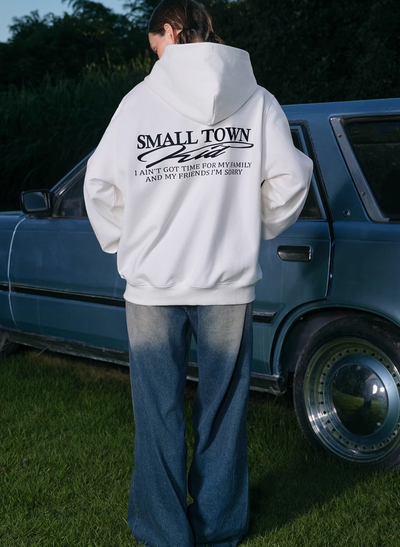 Small Town Kid Font Typography Logo Zip Up Hoodie | Face 3 Face