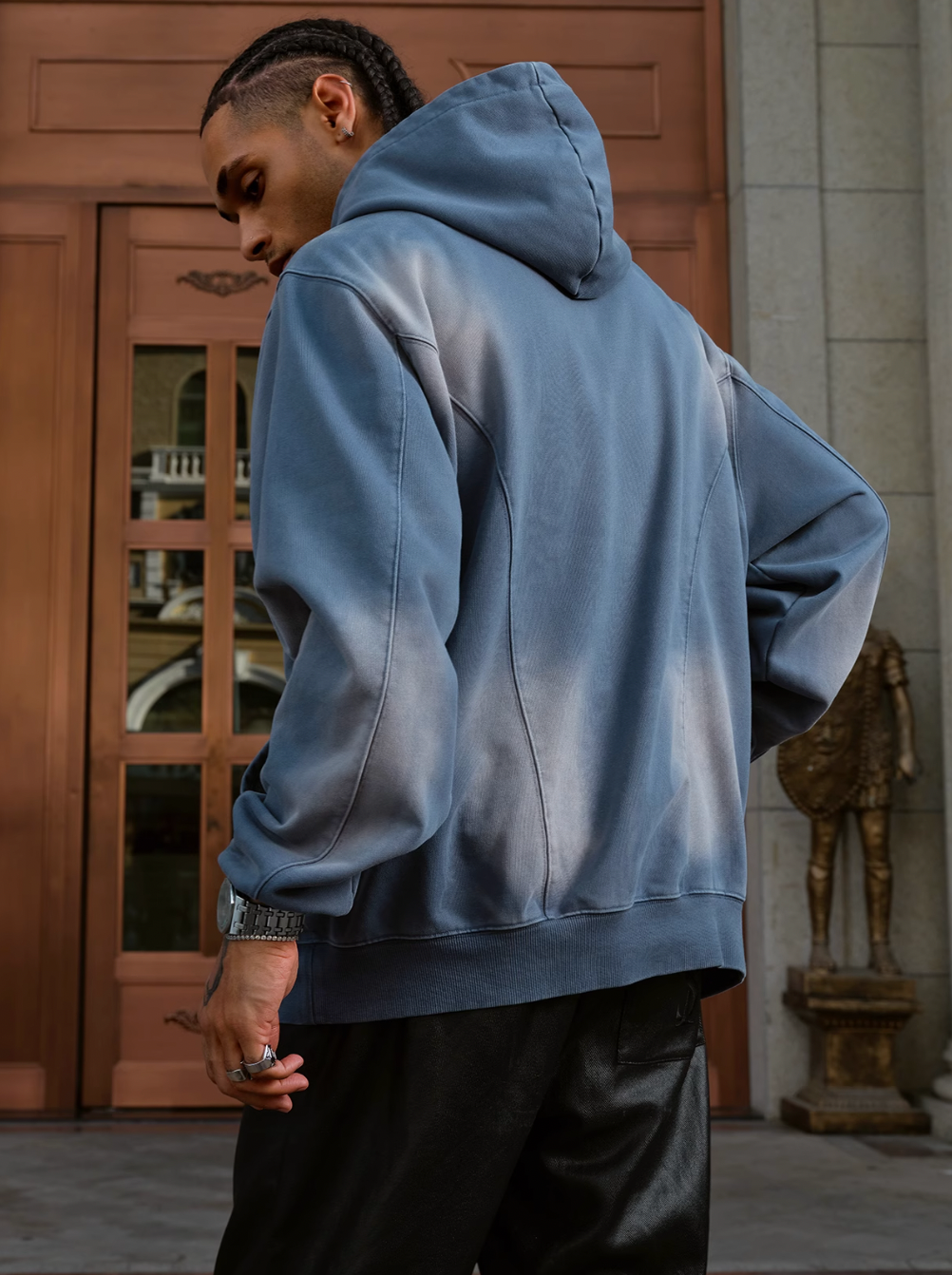 Small Town Kid Double Rivet Pocket Washed Hoodie | Face 3 Face