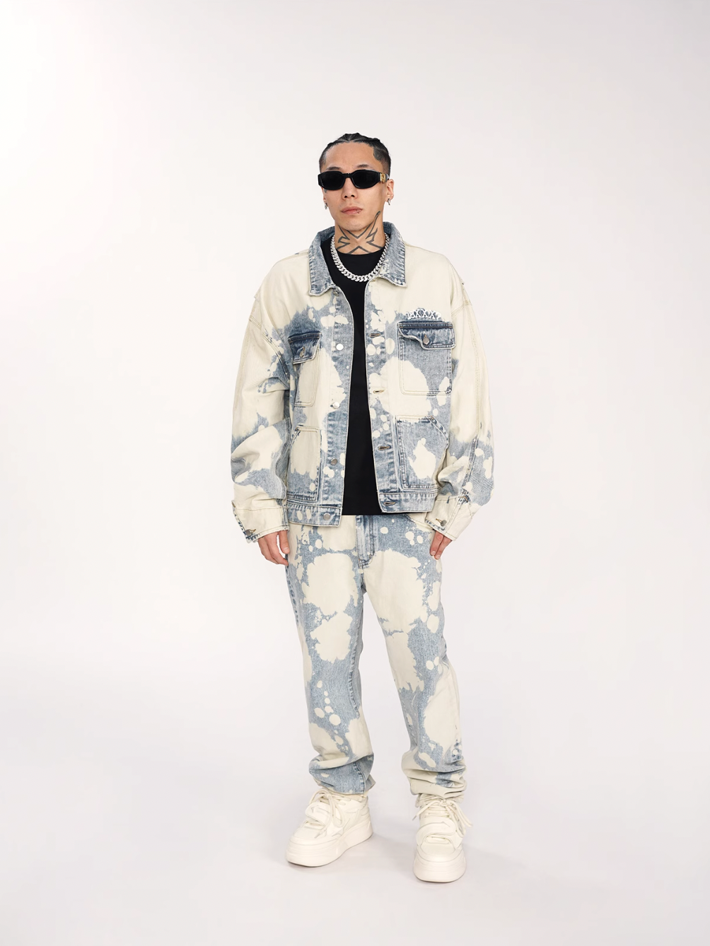 1807 Bleached Dyed Embroidered Denim Jacket | Face 3 Face