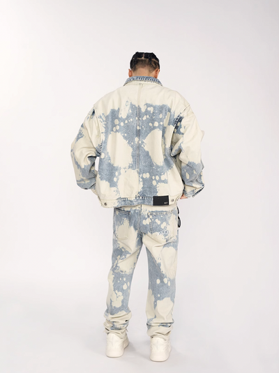 1807 Bleached Dyed Embroidered Denim Jacket | Face 3 Face