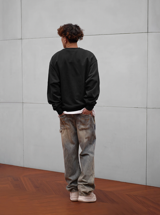 1807 One Point Box Logo Embroidery Sweatshirt | Face 3 Face