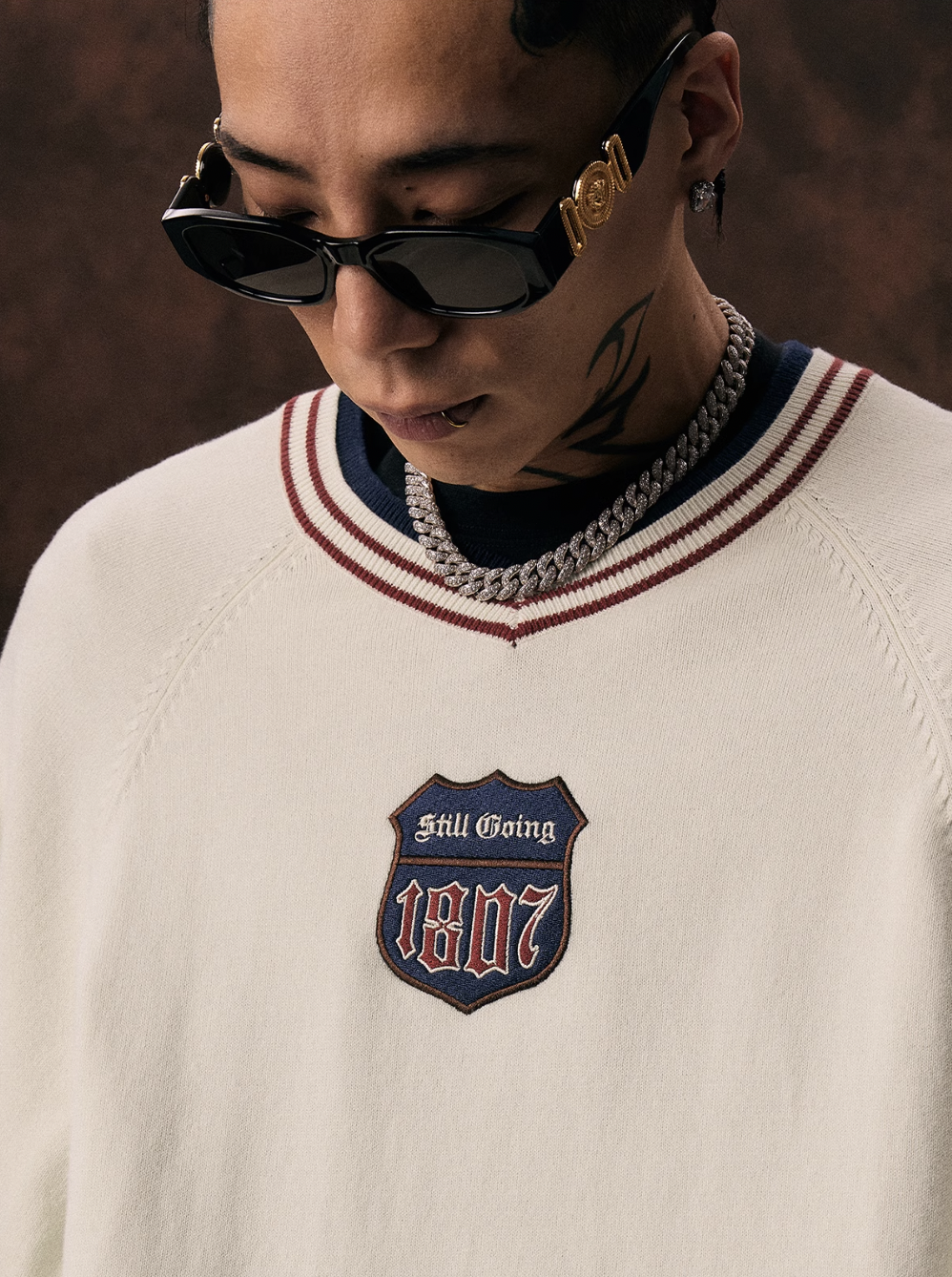 1807 Embroidered Chapter Hockey Knit Sweater  | Face 3 Face