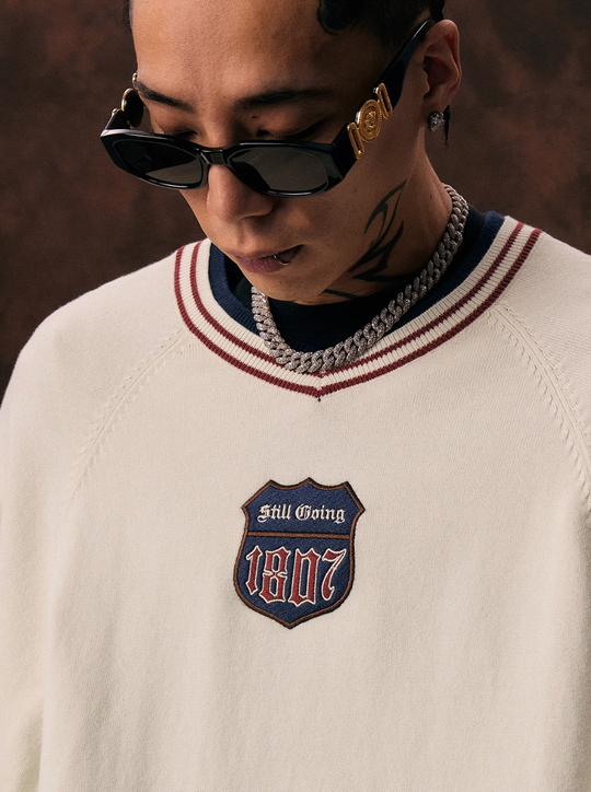 1807 Embroidered Chapter Hockey Knit Sweater  | Face 3 Face