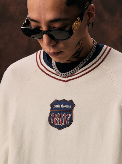 1807 Embroidered Chapter Hockey Knit Sweater | Face 3 Face