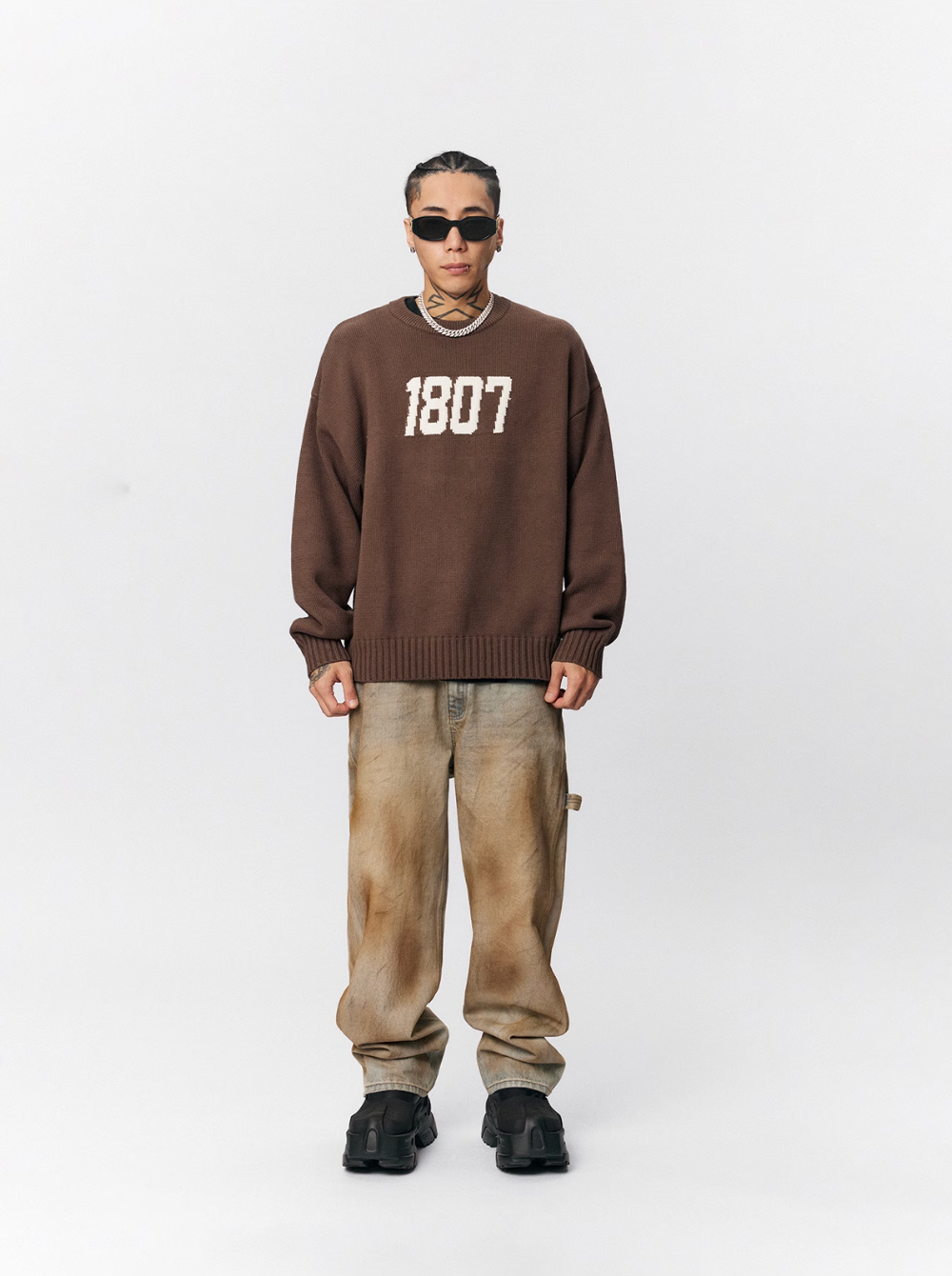 1807 Chenille Logo Jacquard Knit Sweater | Face 3 Face