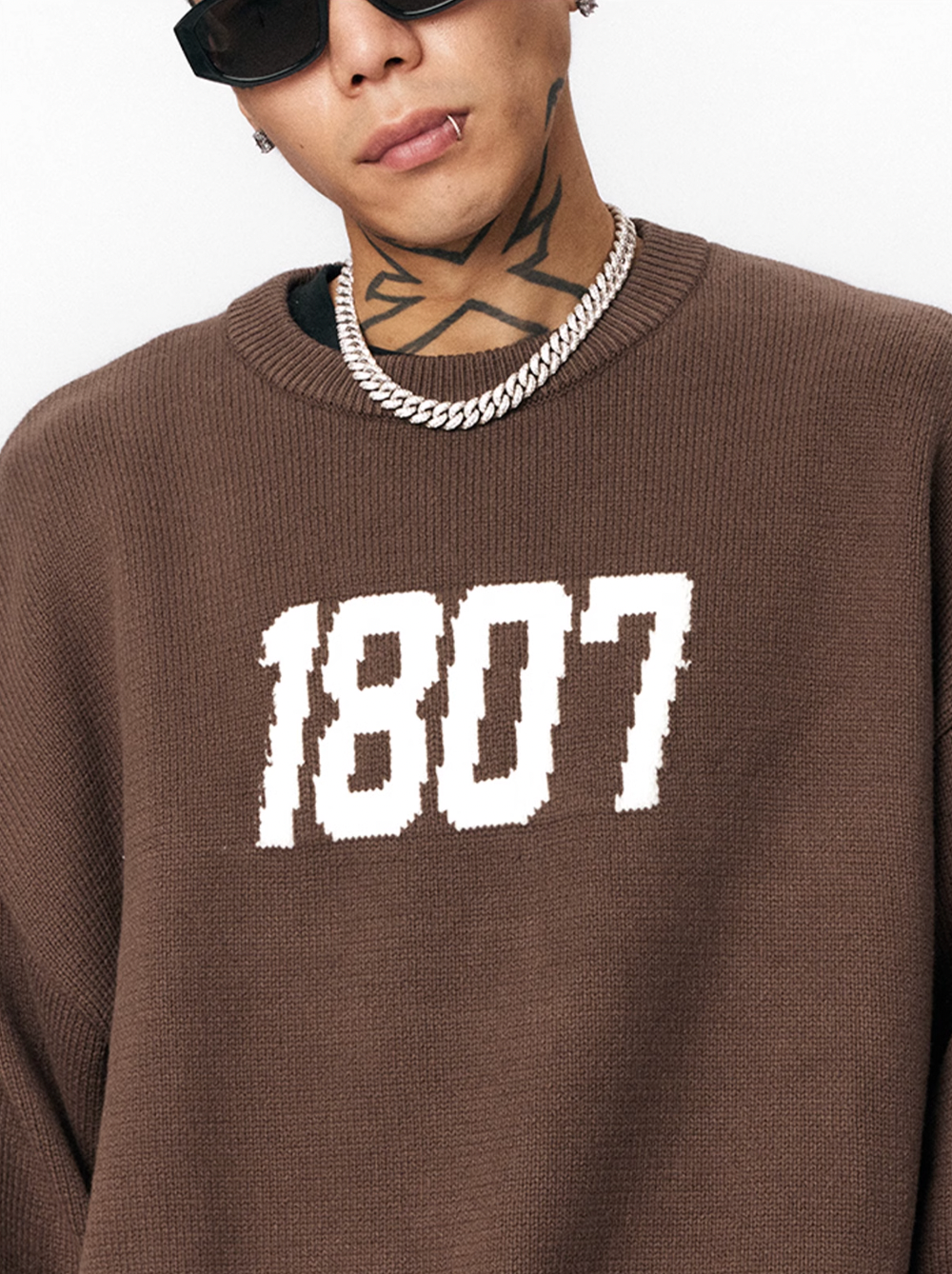 1807 Chenille Logo Jacquard Knit Sweater | Face 3 Face