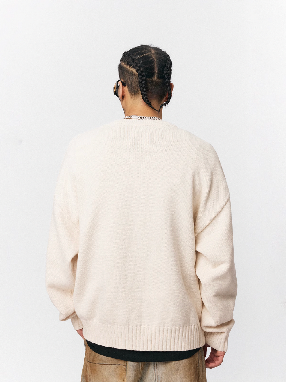 1807 Chenille Logo Jacquard Knit Sweater  | Face 3 Face