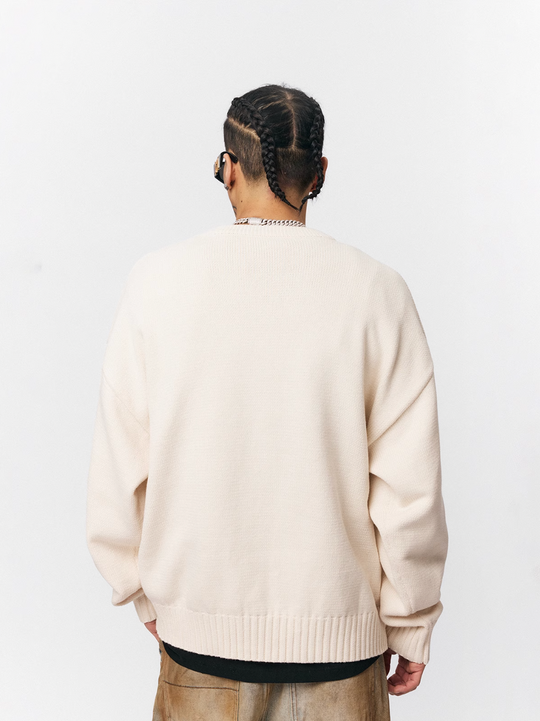 1807 Chenille Logo Jacquard Knit Sweater  | Face 3 Face