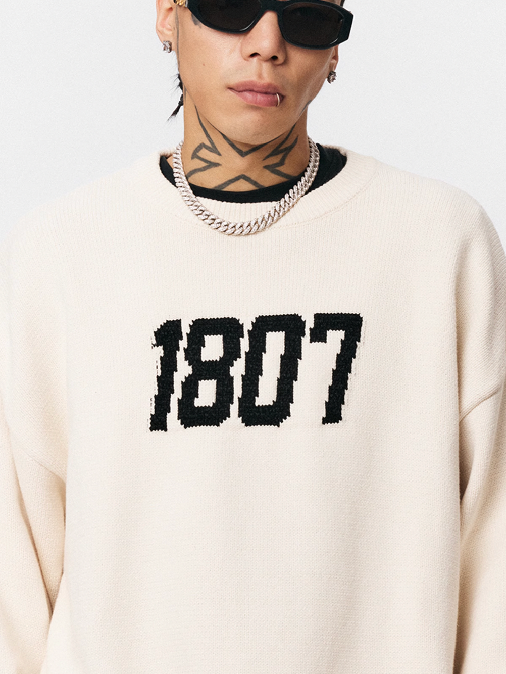 1807 Chenille Logo Jacquard Knit Sweater | Face 3 Face