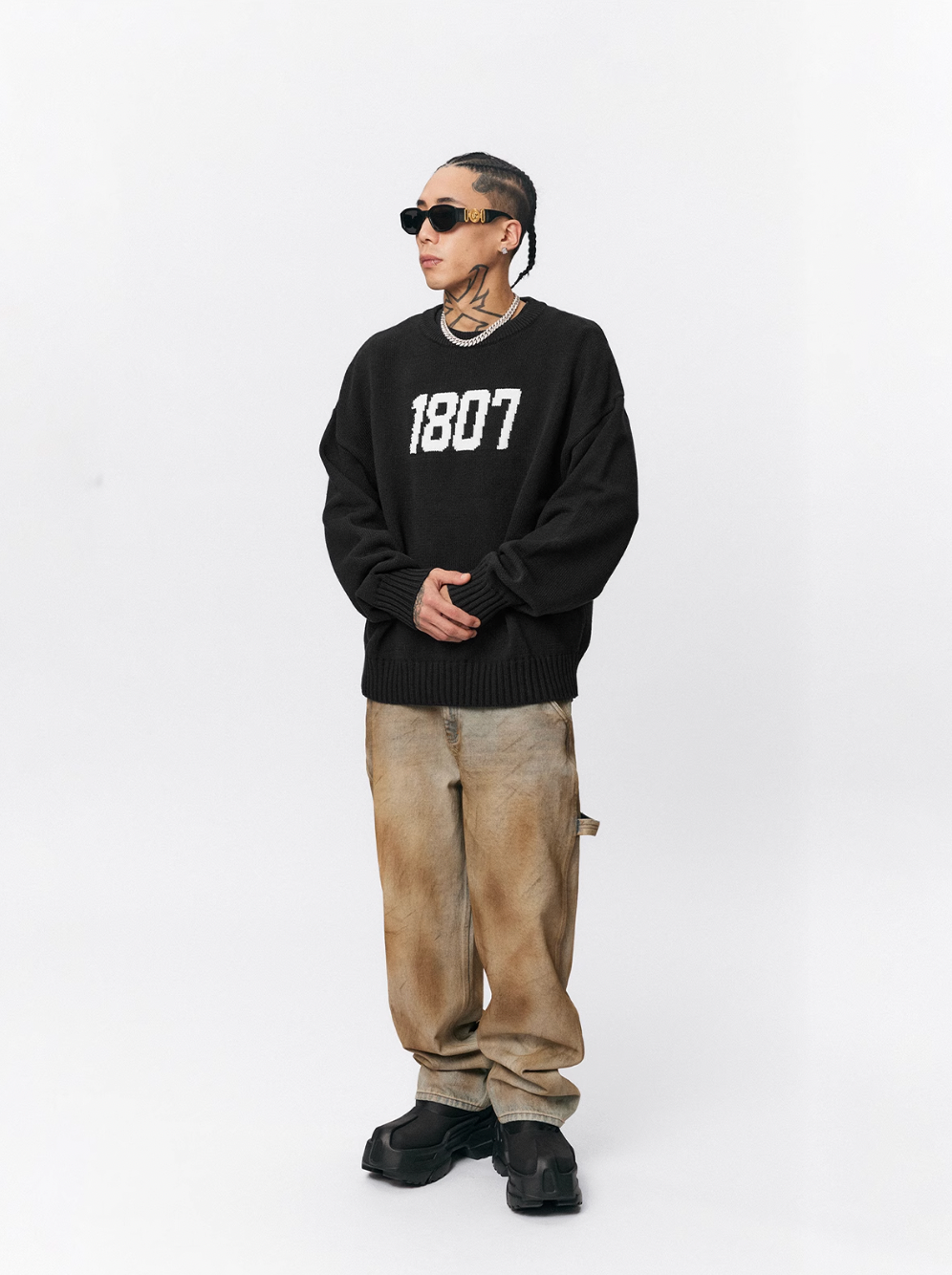 1807 Chenille Logo Jacquard Knit Sweater | Face 3 Face