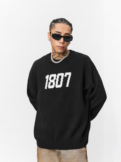 1807 Chenille Logo Jacquard Knit Sweater | Face 3 Face