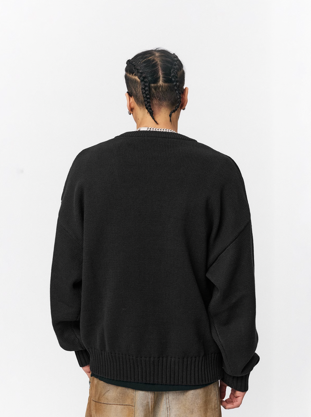 1807 Chenille Logo Jacquard Knit Sweater  | Face 3 Face