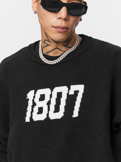 1807 Chenille Logo Jacquard Knit Sweater | Face 3 Face