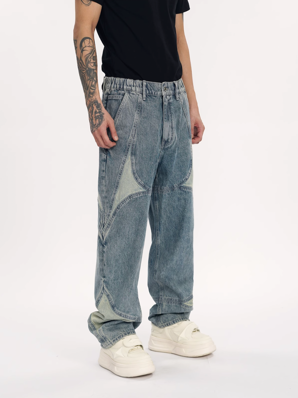 1807 Four Pointed Star Split Structure Jeans  | Face 3 Face