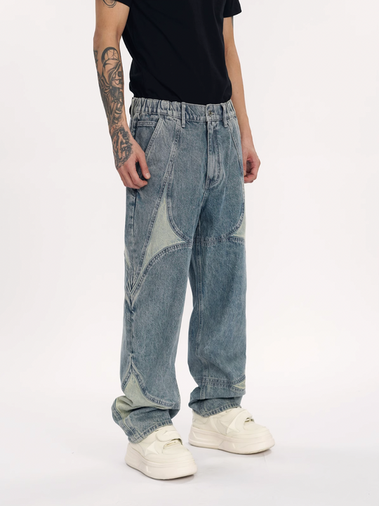 1807 Four Pointed Star Split Structure Jeans  | Face 3 Face