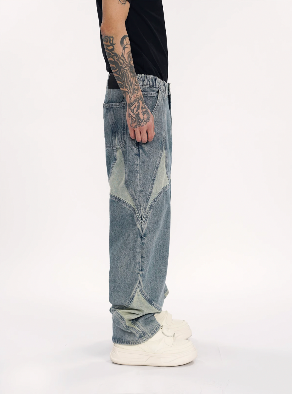 1807 Four Pointed Star Split Structure Jeans  | Face 3 Face