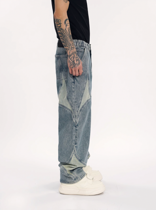 1807 Four Pointed Star Split Structure Jeans  | Face 3 Face