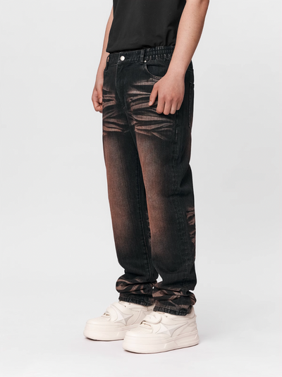 1807 Jet Red Whiskers Washed Jeans | Face 3 Face