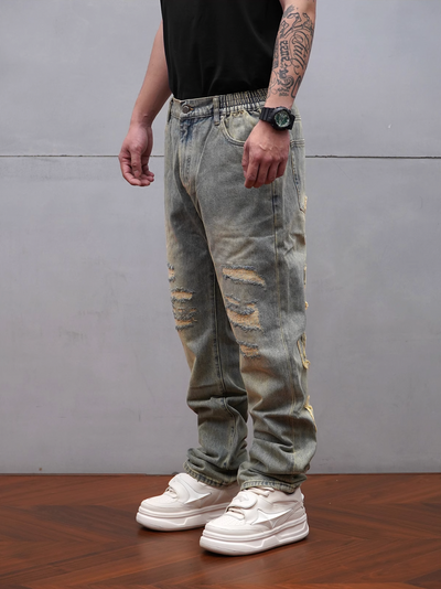 1807 Patch Embroidery Ripped Jeans | Face 3 Face