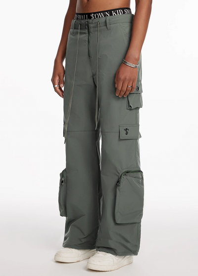 Small Town Kid Drawstring Multi Pocket Work Cargo Pants | Face 3 Face