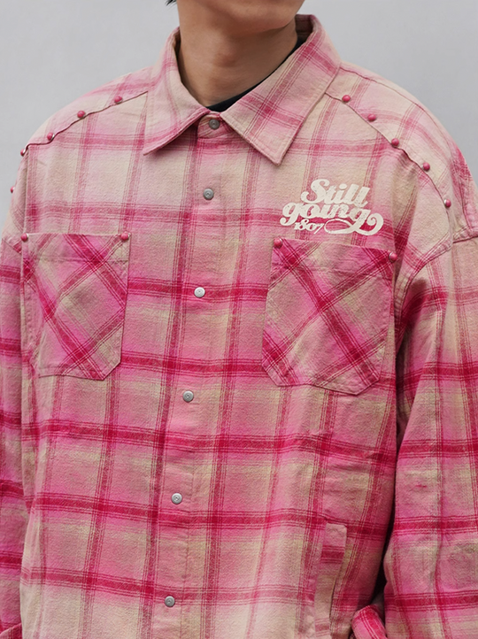 1807 Flannel Brushed Onyx Buttoned Plaid Long Sleeve Shirt  | Face 3 Face