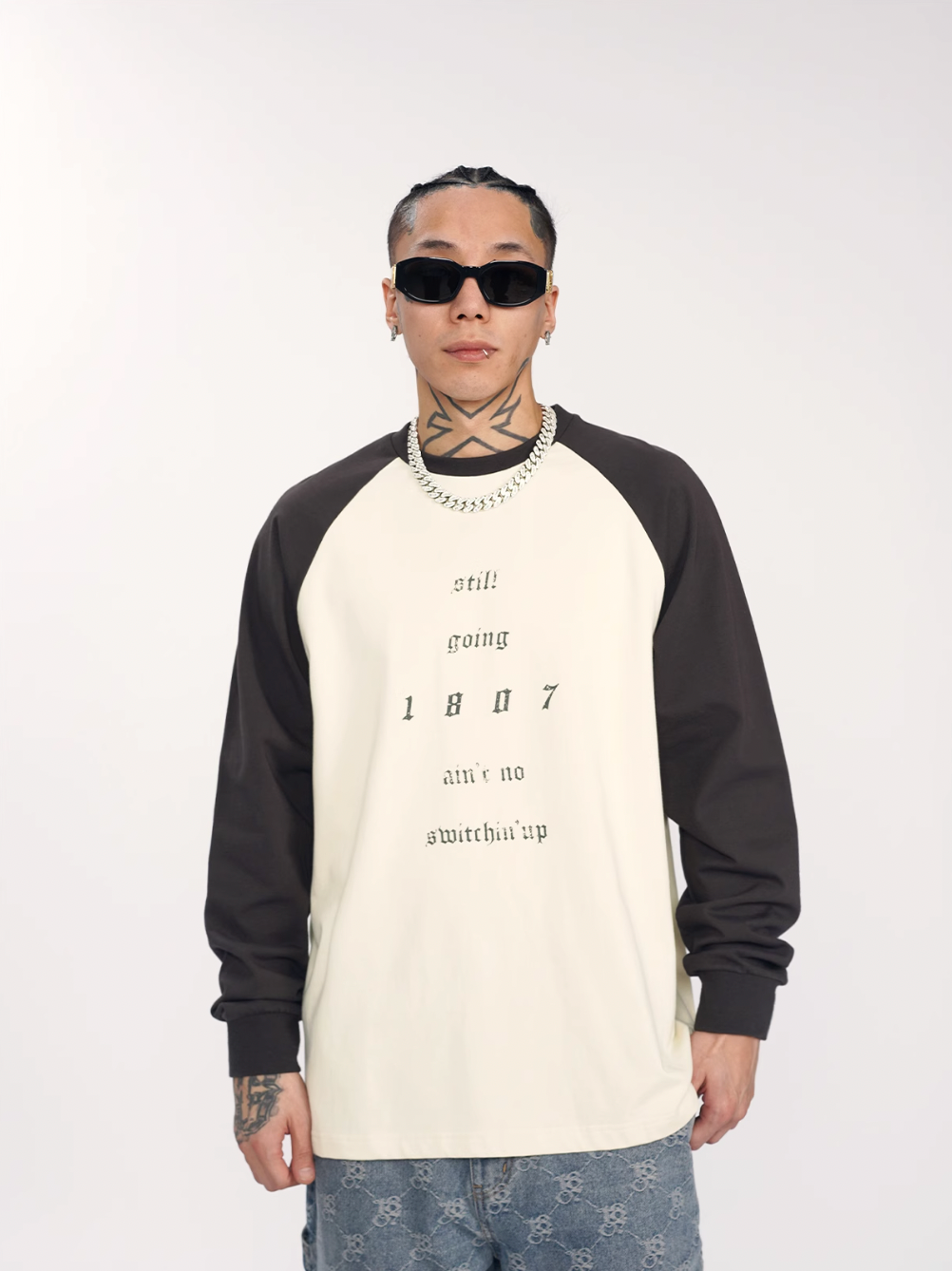1807 Contrast Color Raglan Long Sleeve Tee  | Face 3 Face