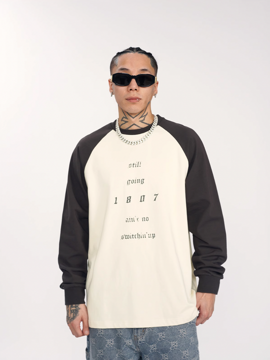 1807 Contrast Color Raglan Long Sleeve Tee  | Face 3 Face