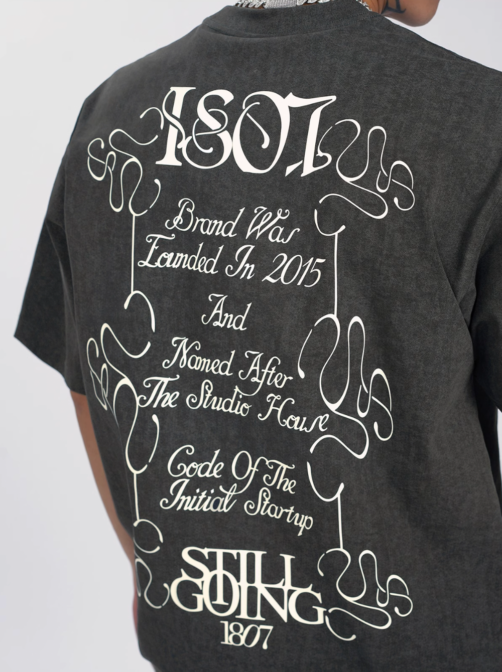 1807 Flower Font Print Washed Tee  | Face 3 Face