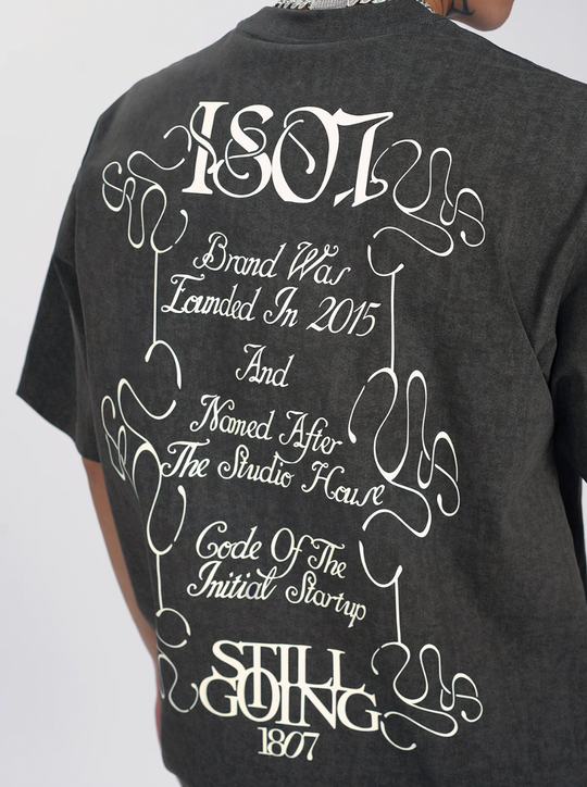 1807 Flower Font Print Washed Tee  | Face 3 Face